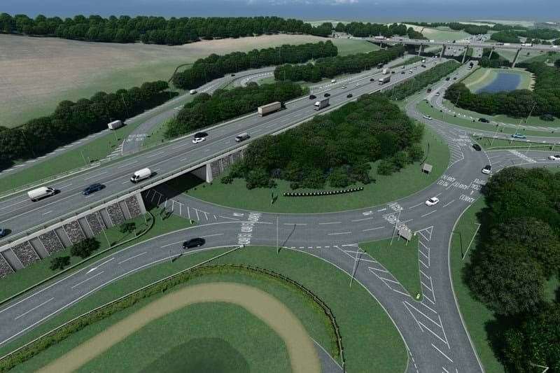 Visualisation of the M2 junction 5 Stockbury interchange once improvements are complete. Picture: National Highways