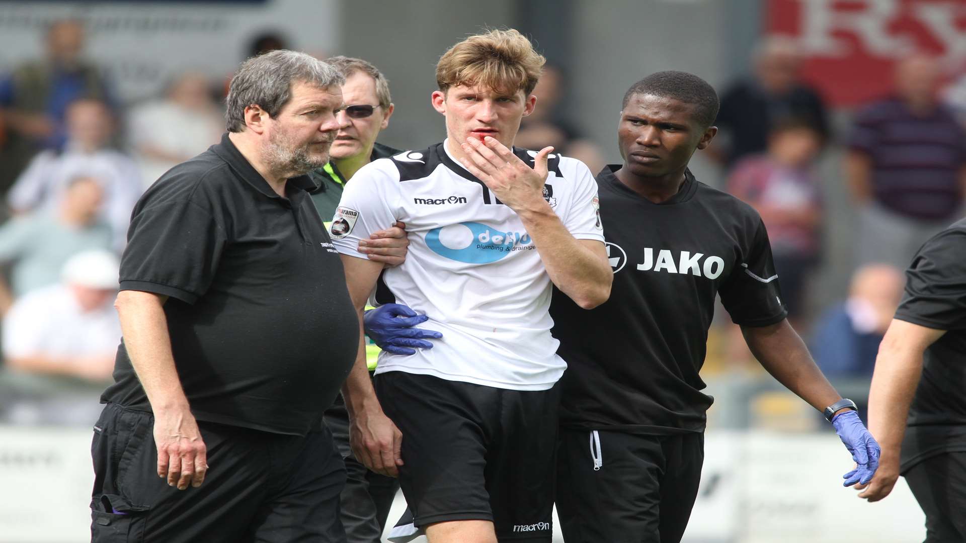 Tom Bradbrook was shown a straight red card in Dartford's draw at Eastbourne Picture: John Westhrop