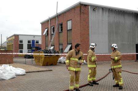 Firefighters at the scene of the Canterbury warehouse fire