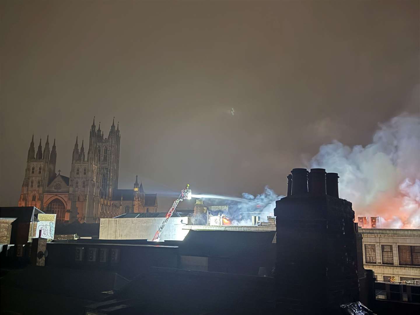 Firefighters worked around the clock after Debenhams in Canterbury went up in flames. Picture: Jack Reeves