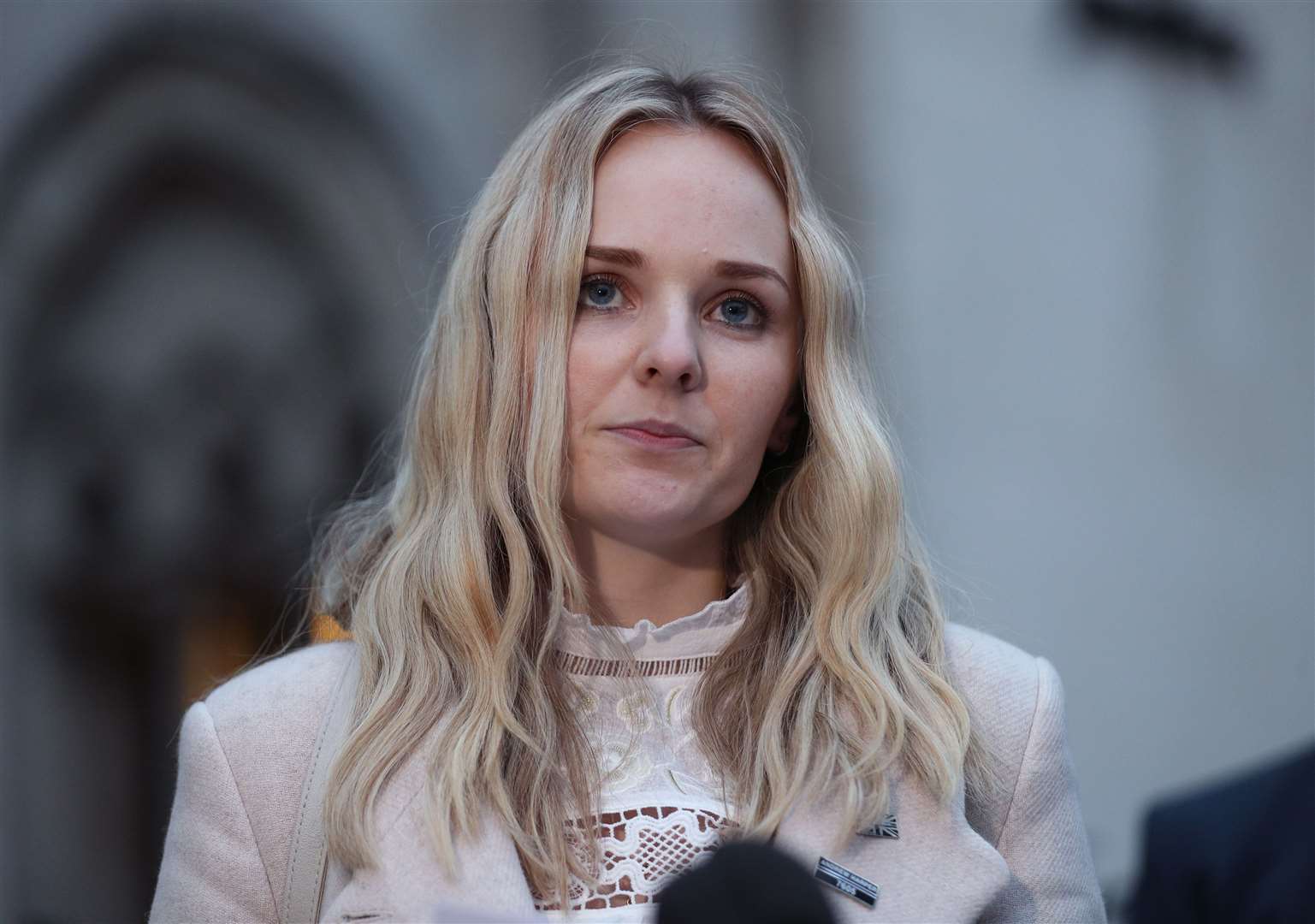 Lissie Harper, widow of PC Andrew Harper, speaking to the media after leaving the Royal Courts of Justice in central London in November.