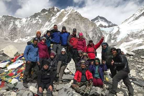 Andy Stroud and his party in the Himalayas in the TrekkingforKelly adventure.