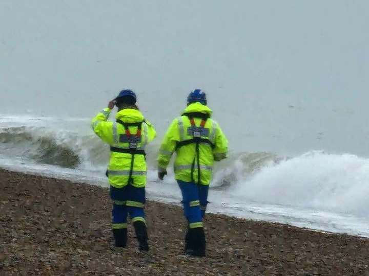 Coastguards continued to patrol the area yesterday, following reports of a person going missing in the sea between Hythe and Sandgate on January 7