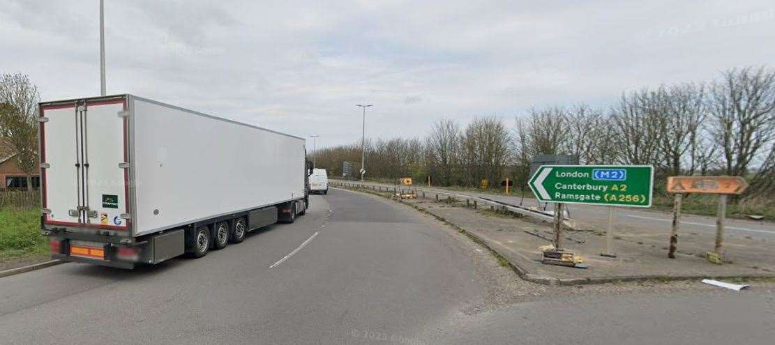 Flooding closed the A2 near Dover. Picture: Google