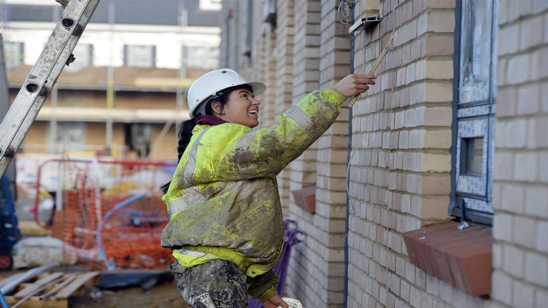 A Redrow worker on site at Ebbsfleet Green in Ebbsfleet Garden City