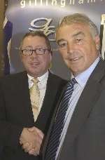 UNVEILED: Stan Ternent is welcomed to the Priestfield by chairman Paul Scally. Picture: BARRY CRAYFORD