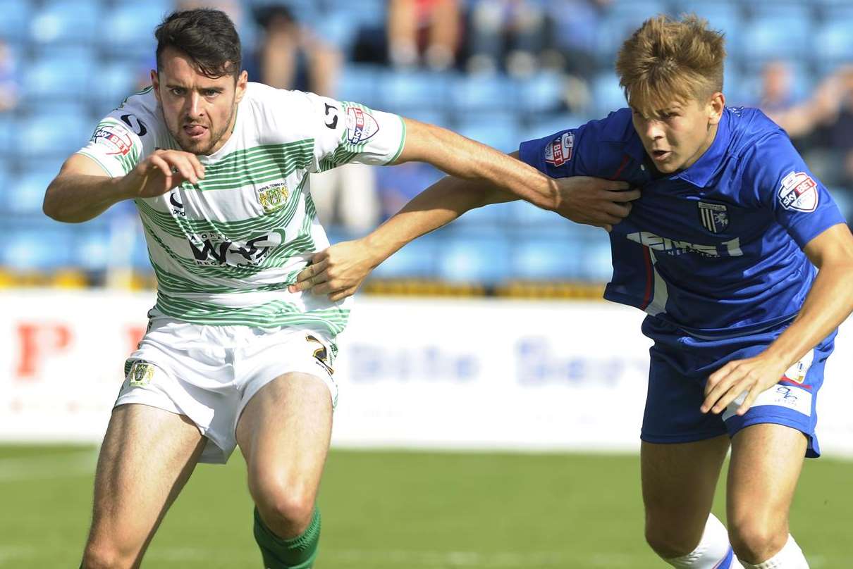 Jake Hessenthaler battles against Yeovil on Saturday. Picture: Barry Goodwin