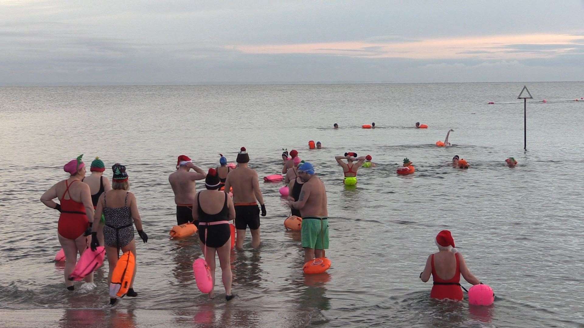 Swimmers at Donaghadee, Co Down (Michael McHugh/PA)