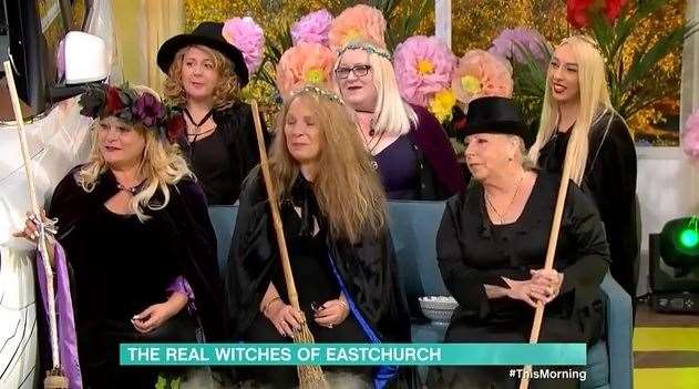 The 'Witches of Eastchurch' on ITV's This Morning with, from the left, Charlotte Clark, Denise Griffin and Maggie Edser-Lands. Picture: ITV (20573471)