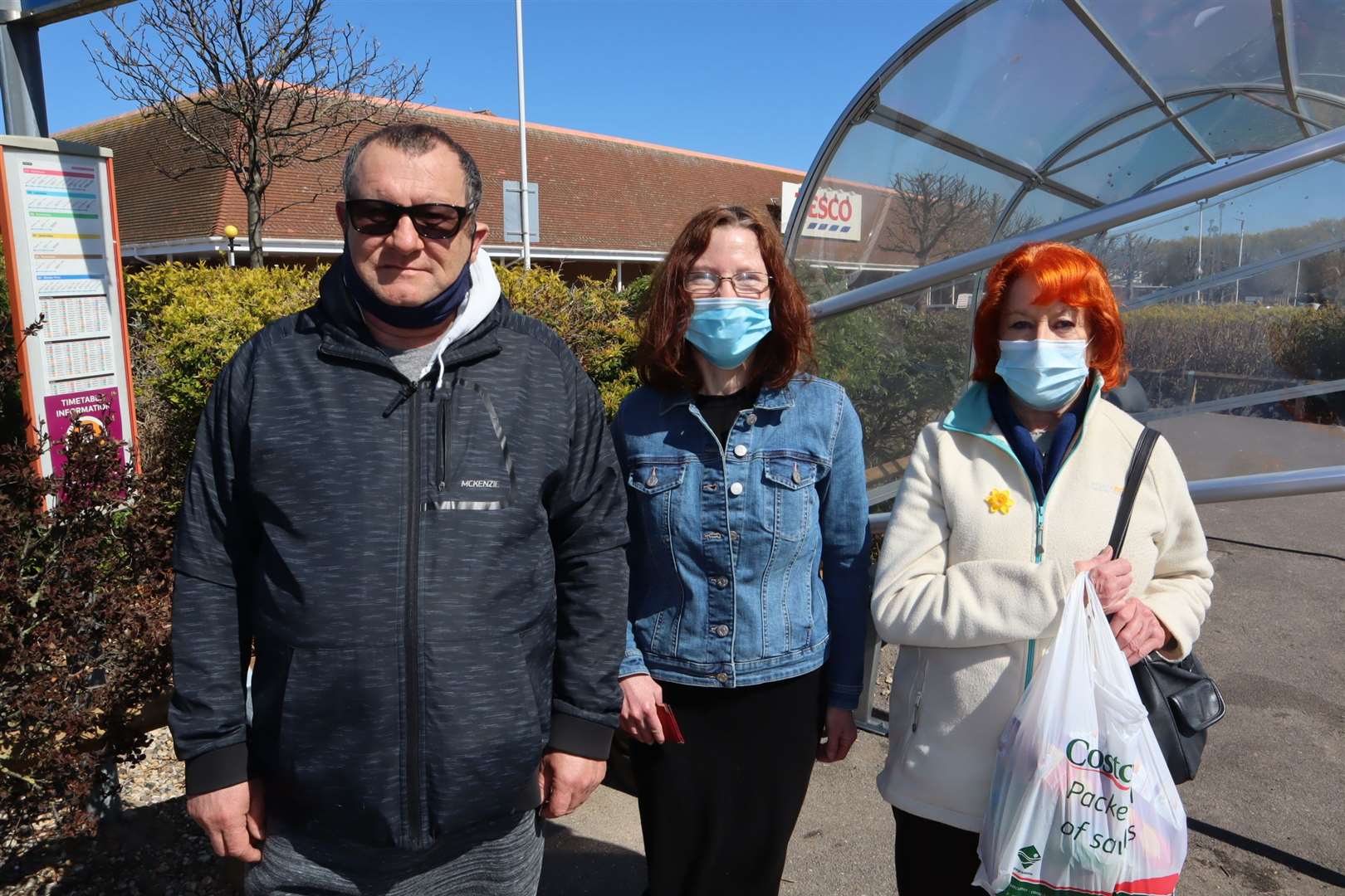 Bus passengers, from the left, Terry Dalton, Judith Cruickshank and Pamela Berry in Sheerness