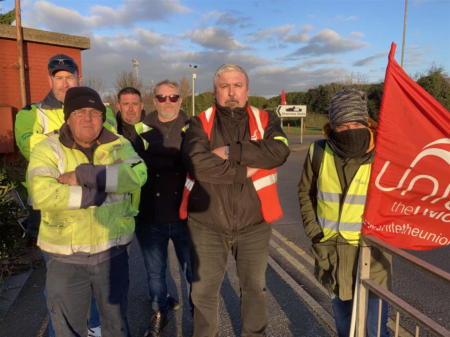 Unite pickets outside Sheerness Docks on Sheppey last month. Picture: John Nurden