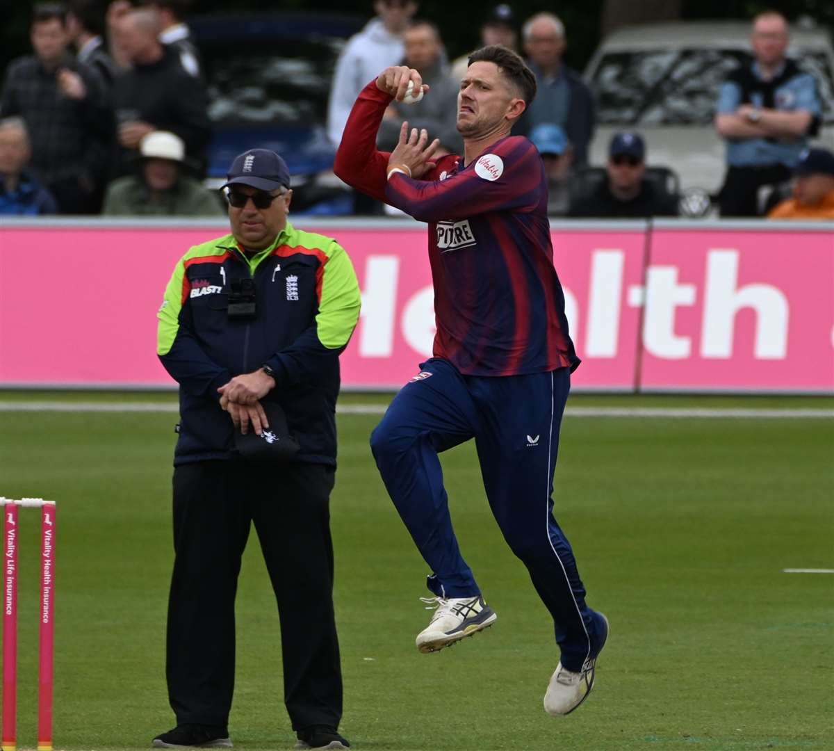 Joe Denly took a wicket in the first over of Middlesex’s successful chase - but fellow spinner Matt Parkinson had a much tougher day on Sunday. Picture: Barry Goodwin