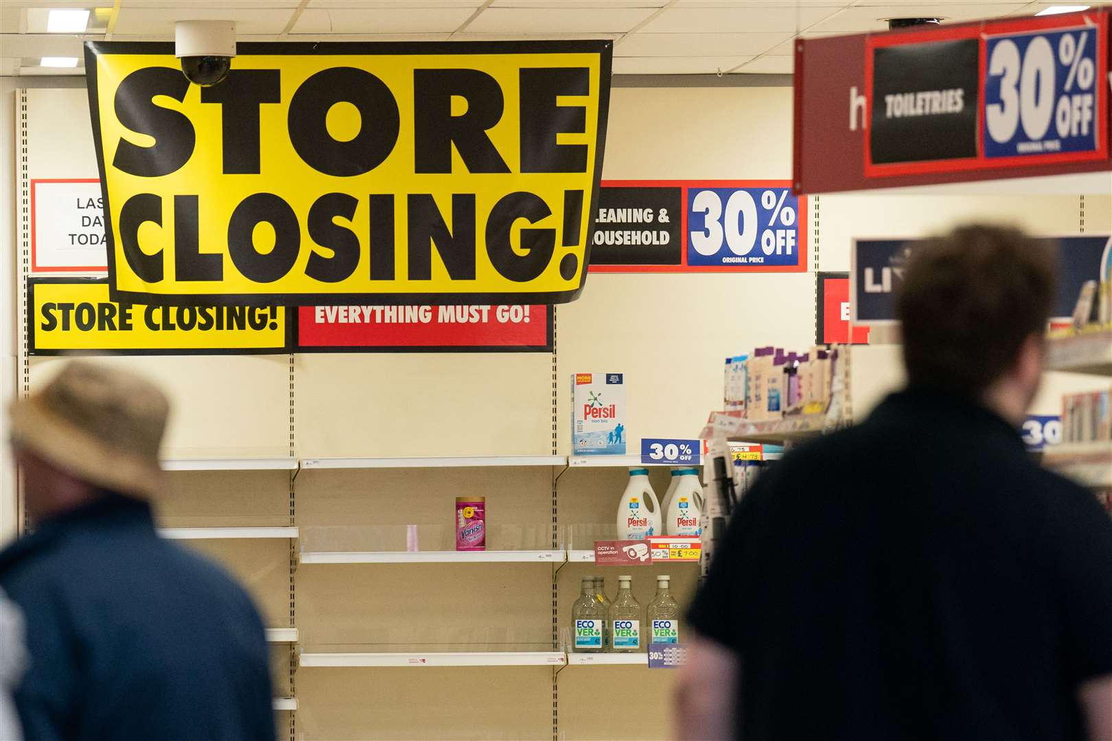 Empty shelves inside Wilko in Brownhills near Walsall, in the West Midlands, as it prepares to close for good (Joe Giddens/PA