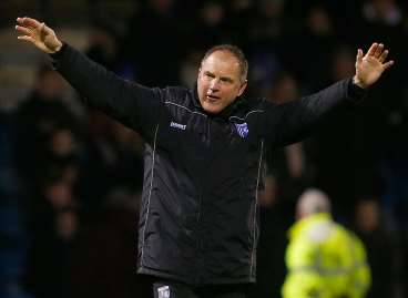 Steve Lovell celebrates three points after the final whistle on Saturday. Picture: Andy Jones