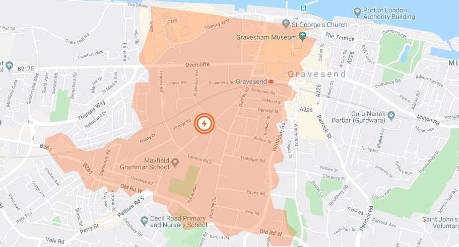The power cut has affected hundreds of people in Gravesend. Picture: UK Power Networks