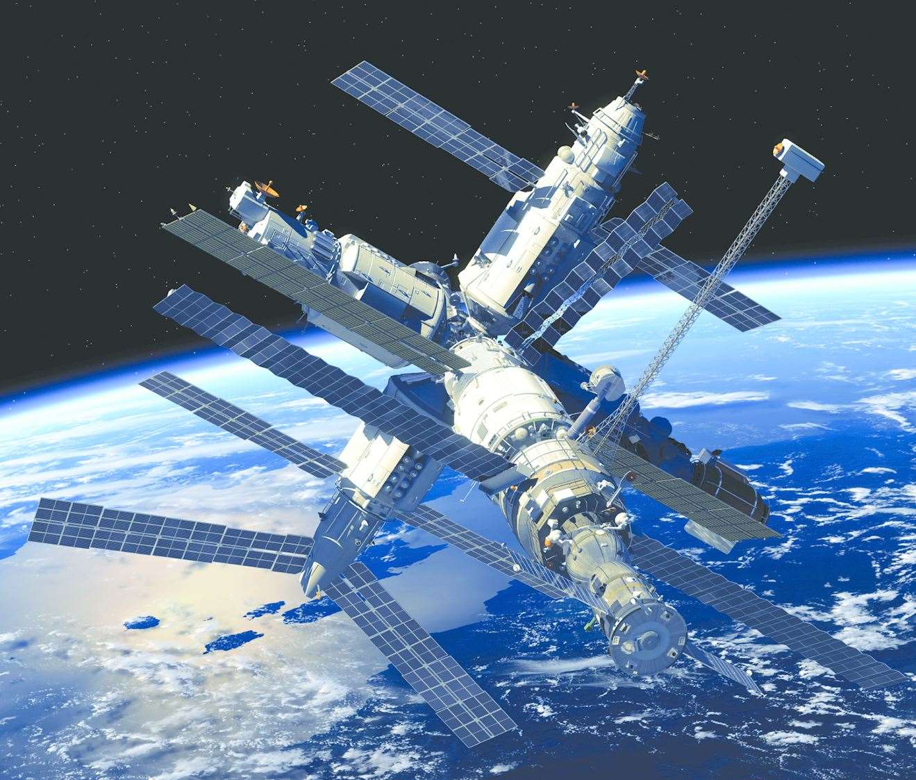 international space station in sky