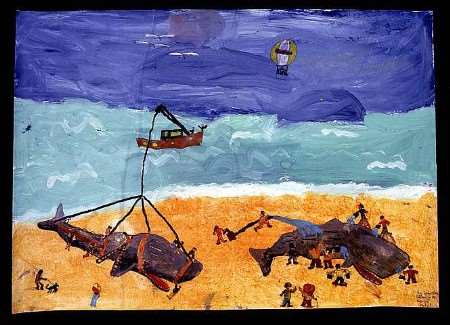 The winning painting inspired by a recent whale rescue in Japan. Picture supplied by: JUSTINE BOWER, SKY NEWS