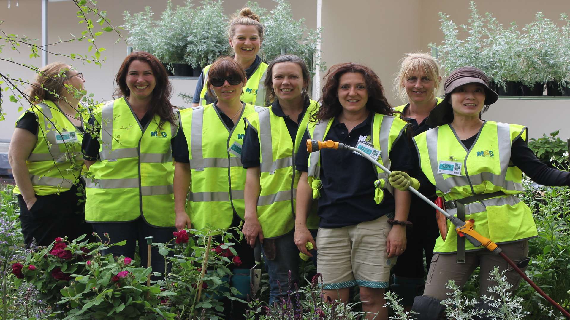 Team Thompson: From left, Tracy McQue, Francesca Murrell, Sarah Wilson, Petra Hoyer-Millar, Kate Carr, Nina Baxter, Katrina Christison and Yuko Nagamura