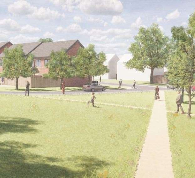 An architect's impression of what the homes on Eastcourt Green, Twydall, could look like. Picture: HazleMcCormackYoung LLP/ Medway Council