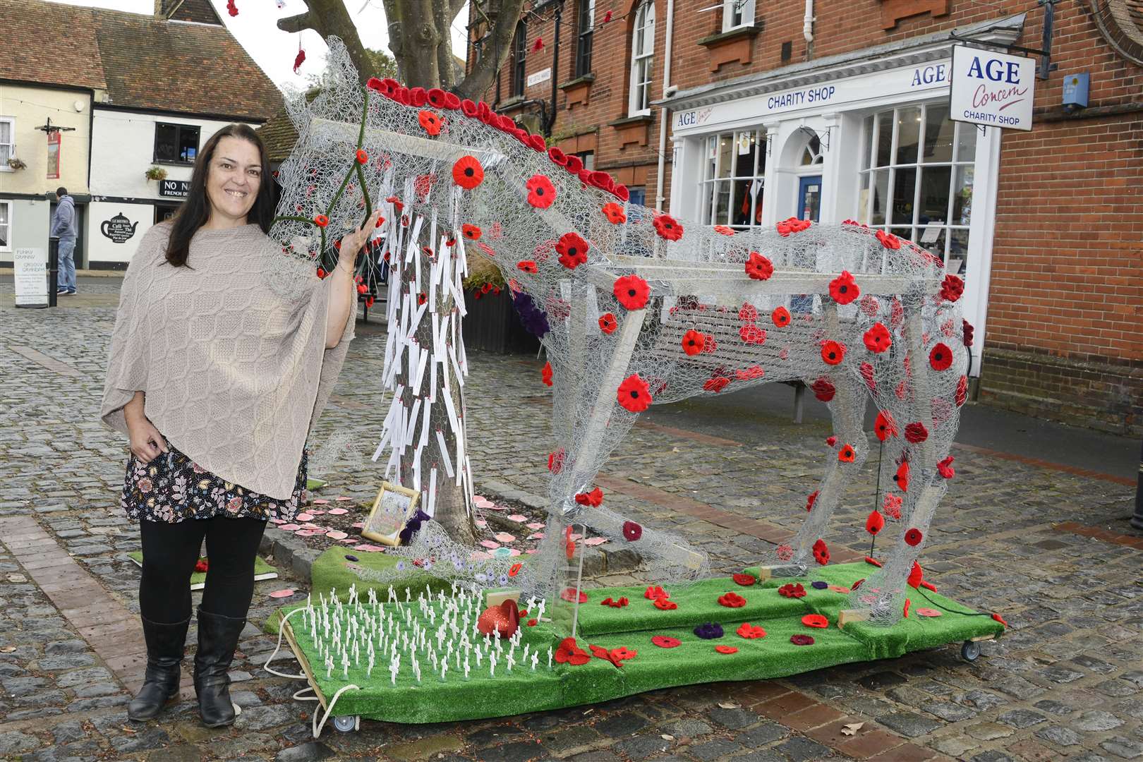 Sara Kardamitsis with the display in Sandwich