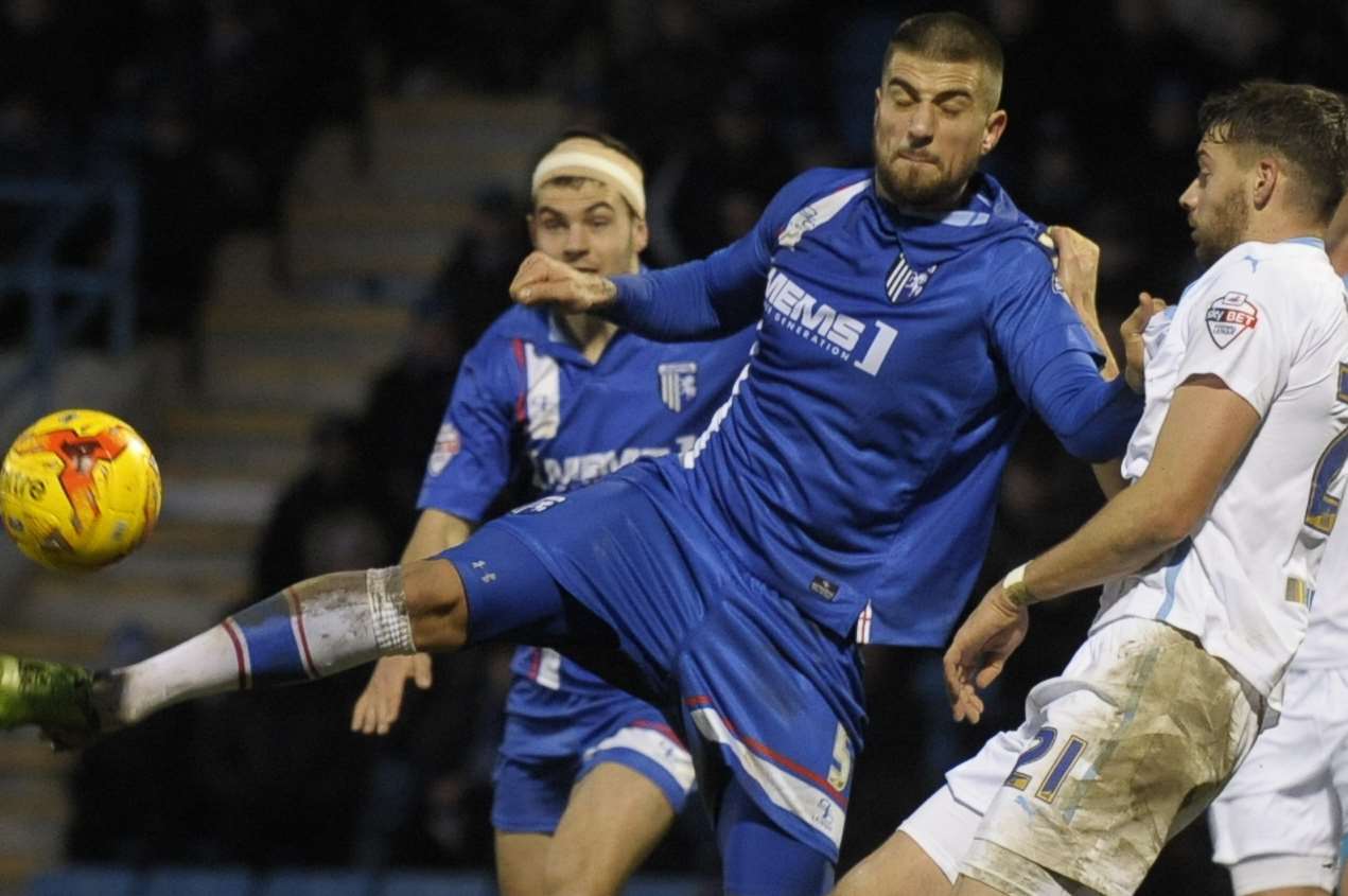 Max Ehmer in action for Gills against Coventry. Picture: Barry Goodwin
