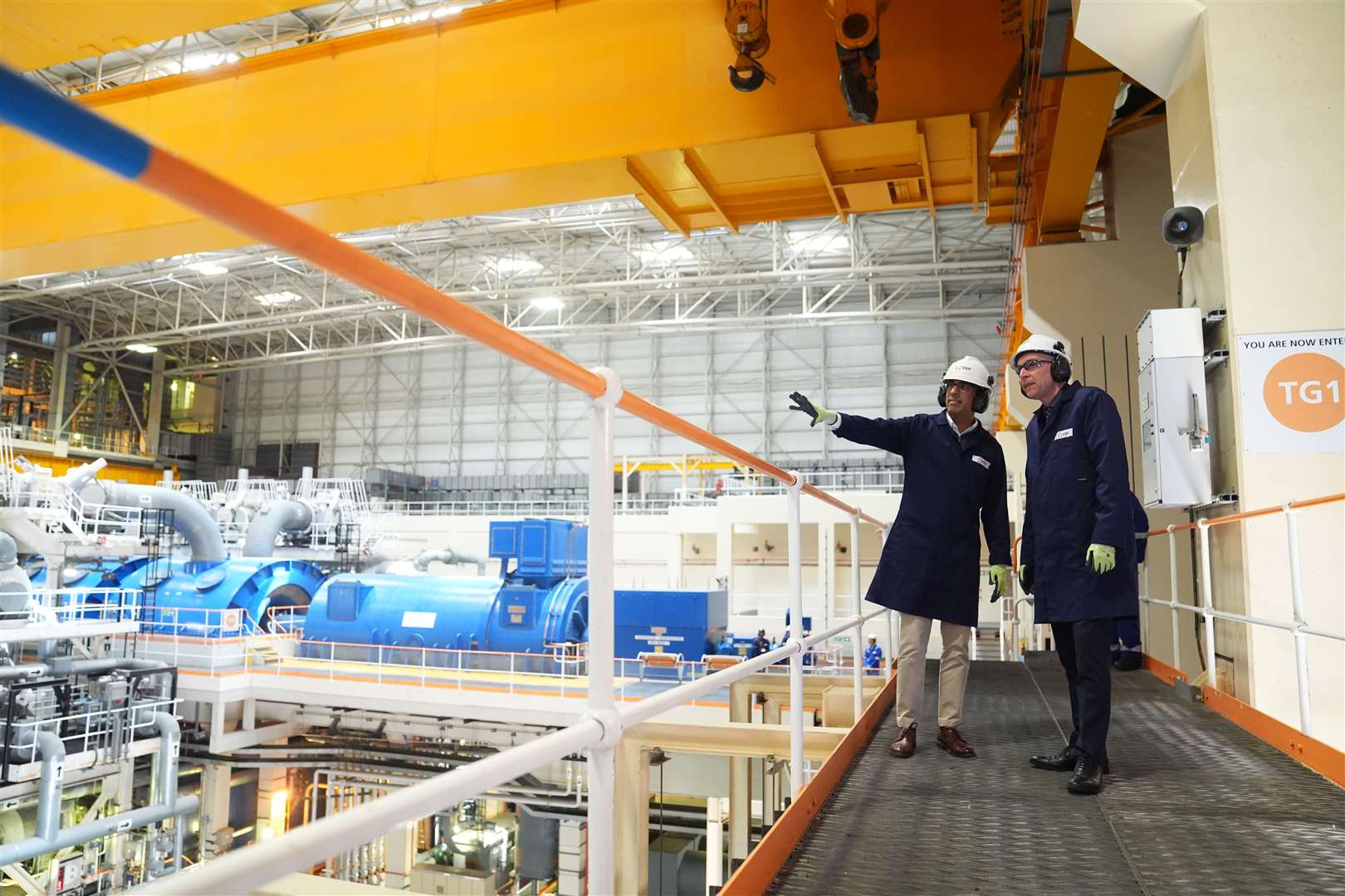 Rishi Sunak in the turbine room at Sizewell B (James Manning/PA)