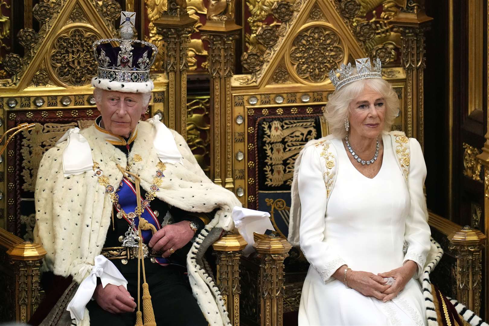 The King and Queen at the State Opening of Parliament (Kirsty Wigglesworth/PA)