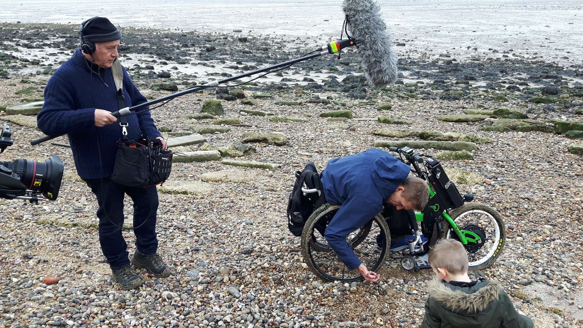 TV presenter Steve Brown goes hunting for fossils on the beach at Minster, Sheppey for the BBC One programme Blue Planet UK