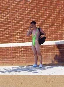 Motorist Jayne Lever was surprised to see mankini wearer Josh Howard in Victoria Way, Ashford