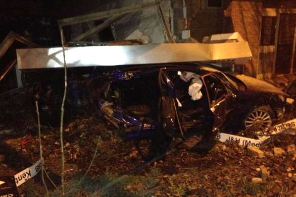 The Ford Mondeo after it crashed into Medway City Laptops