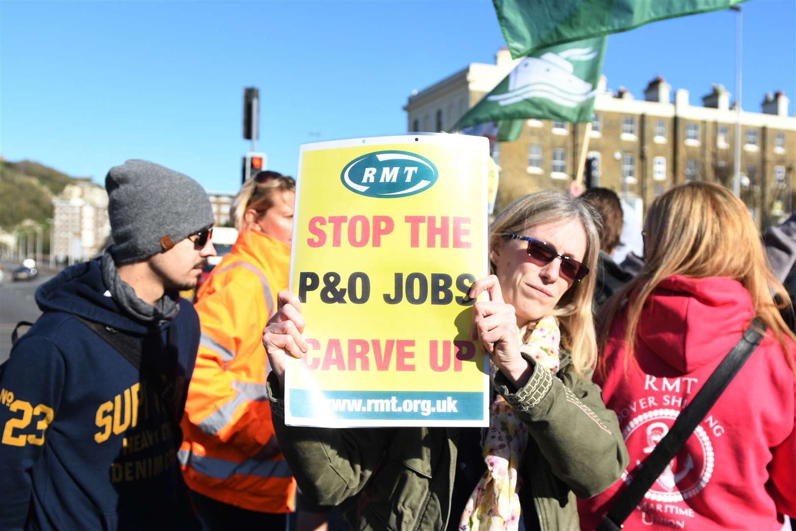 A protester in Dover makes her views clear. Picture: Barry Goodwin