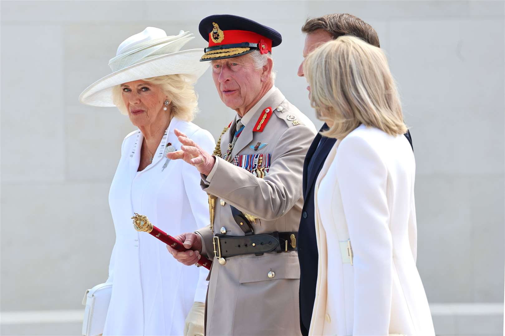 The King and Queen with French President Emmanuel Macron and his wife Brigitte during the D-Day 80th anniversary commemorations (Chris Jackson/PA)