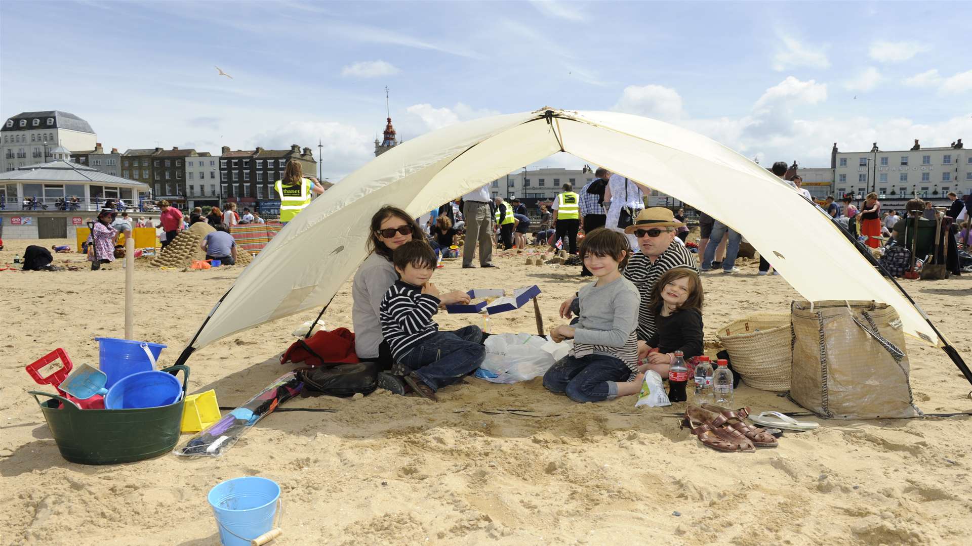 You can always bring your own shade to the beach