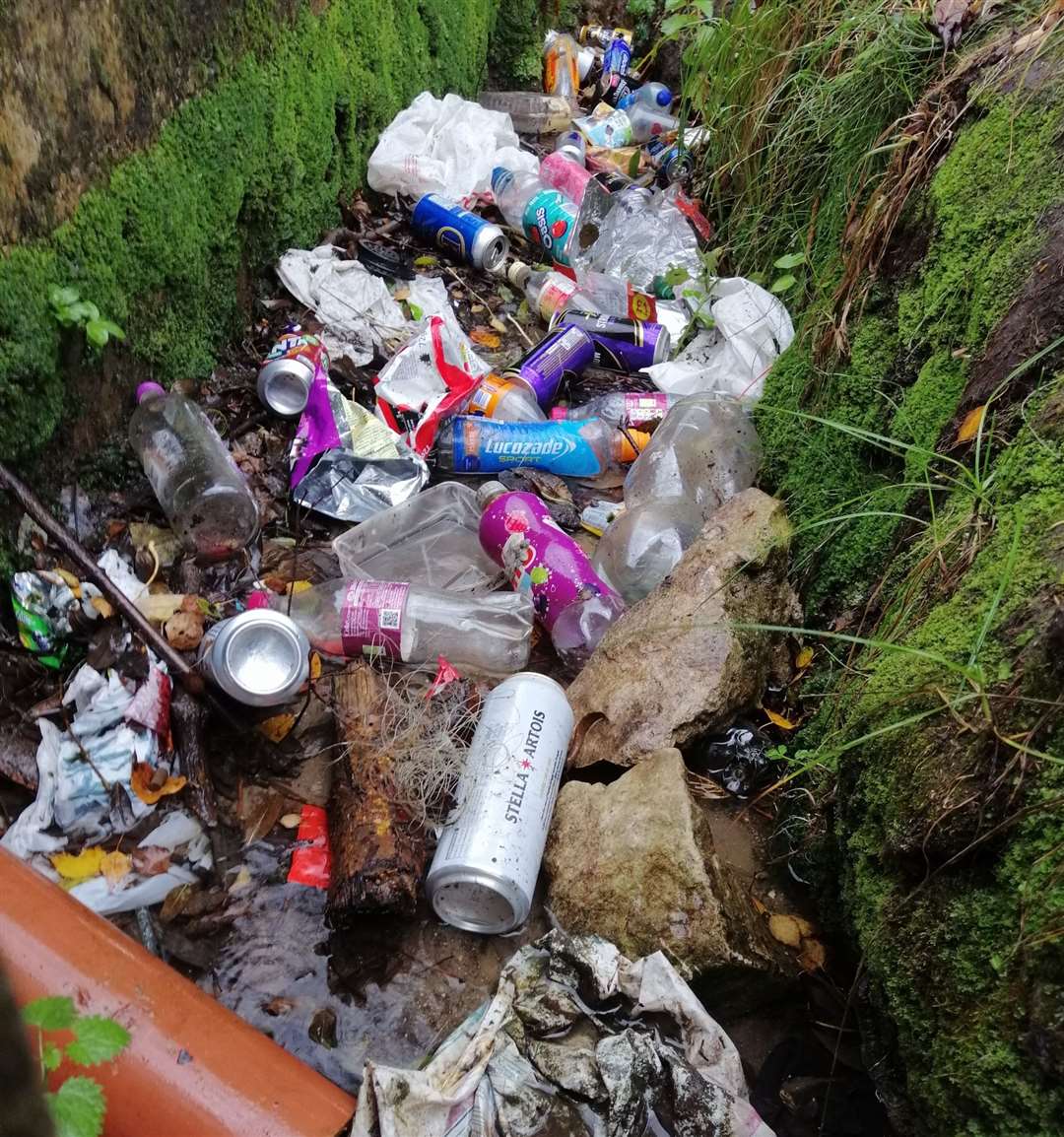 How a heavily littered section of the River Len near Mote Park looked before being cleared by volunteers