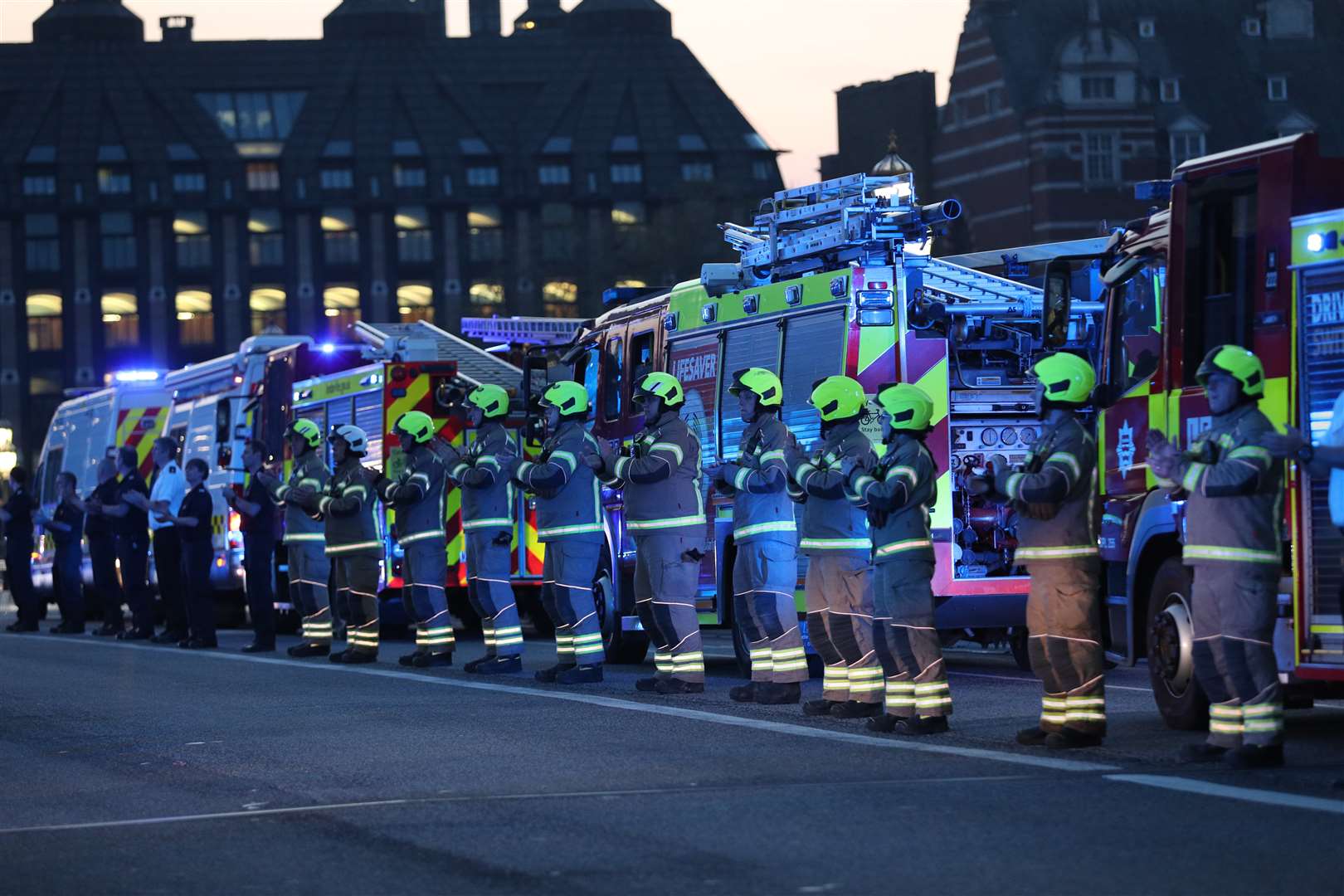 Firefighters applauded local heroes (Yui Mok/PA)