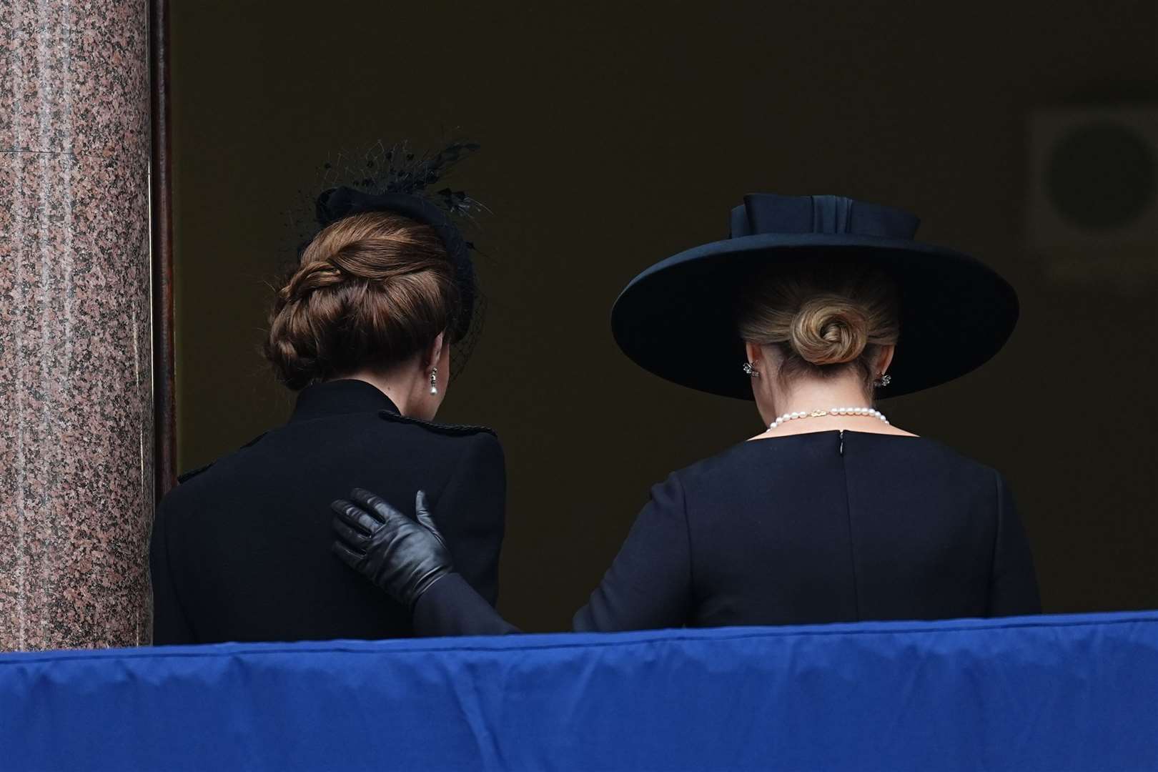 The Duchess of Edinburgh, right, put her hand on the Princess of Wales’s back as the pair left the service (Aaron Chown/PA)