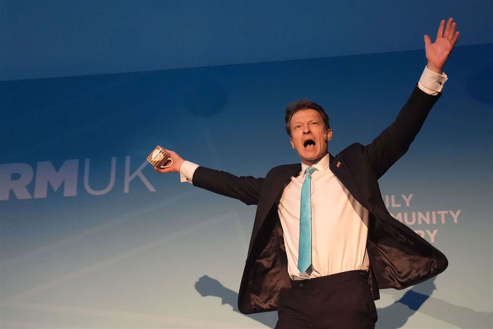 Richard Tice, deputy leader of Reform UK and MP for Boston and Skegness, during the Reform UK East Midlands Conference at the Athena Events Venue in Leicester(Jacob King/PA)