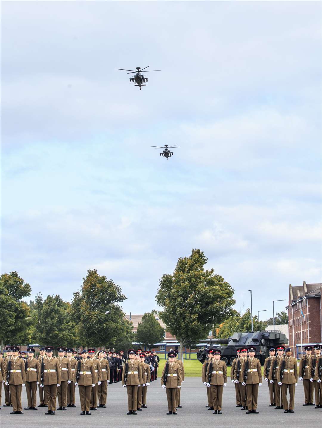 Two Apache helicopters performed a flypast during the parade (Danny Lawson/PA)