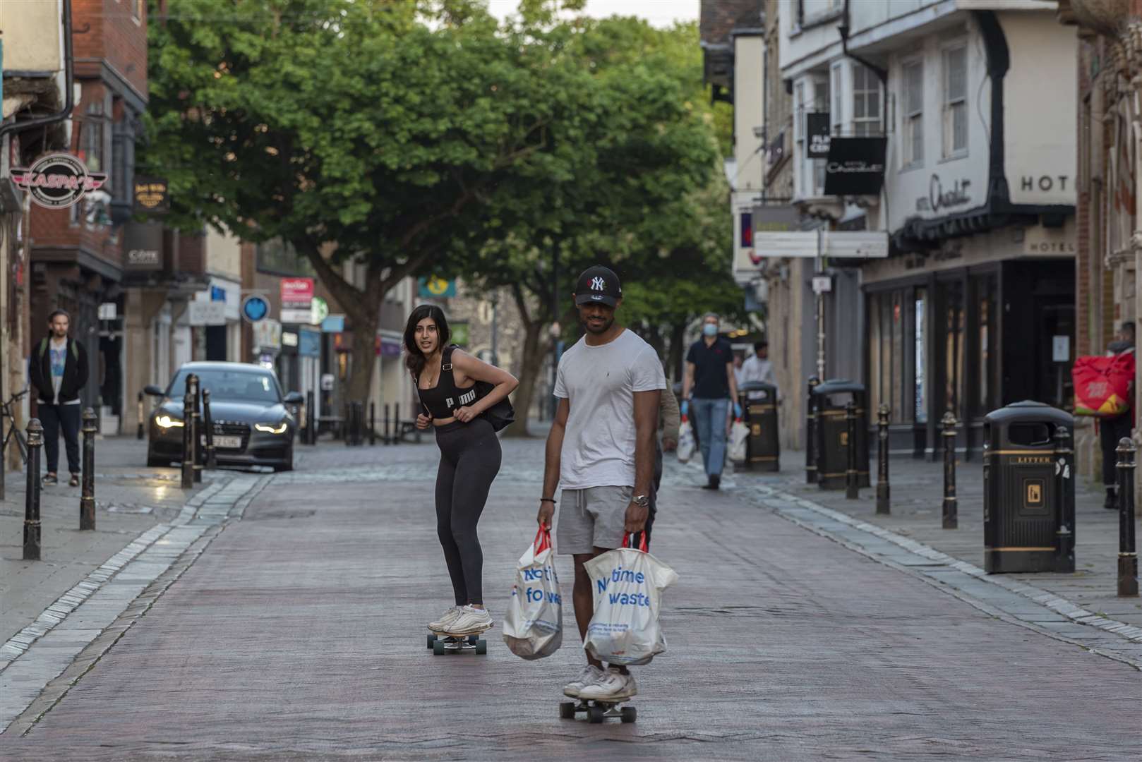 Keeping moving through the high street during lockdown. Picture: Jo Court