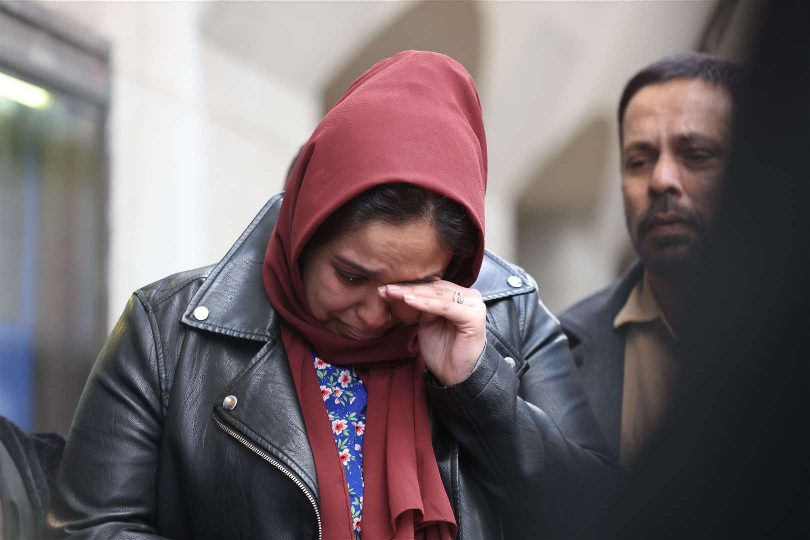 Sabrina Nessa’s sister Jebina Yasmin Islam wipes away a tear outside the Old Bailey (James Manning/PA)