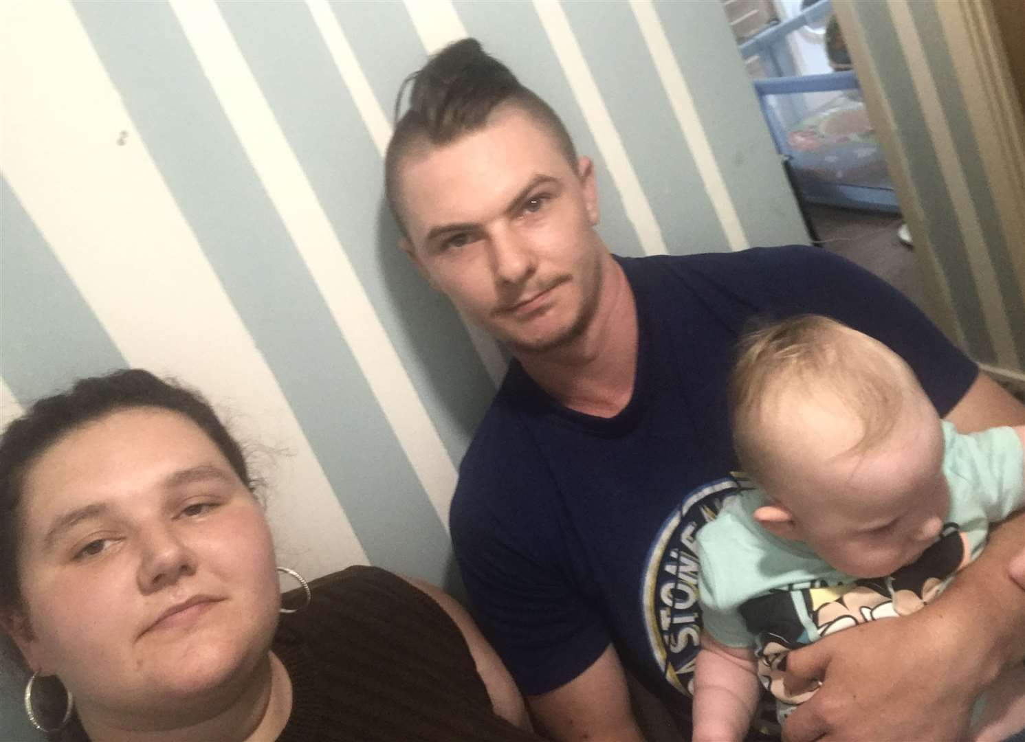 Margaret Thorn, 22, with fiancée Shawn Oliver and son Richie. Picture: Shawn Oliver