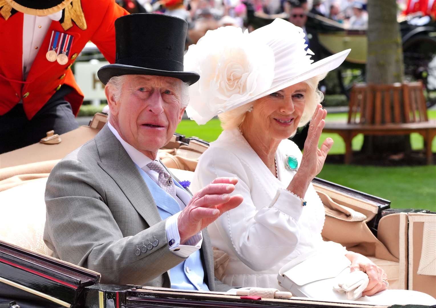 The King and Queen at Royal Ascot in Berkshire (Jonathan Brady/PA)