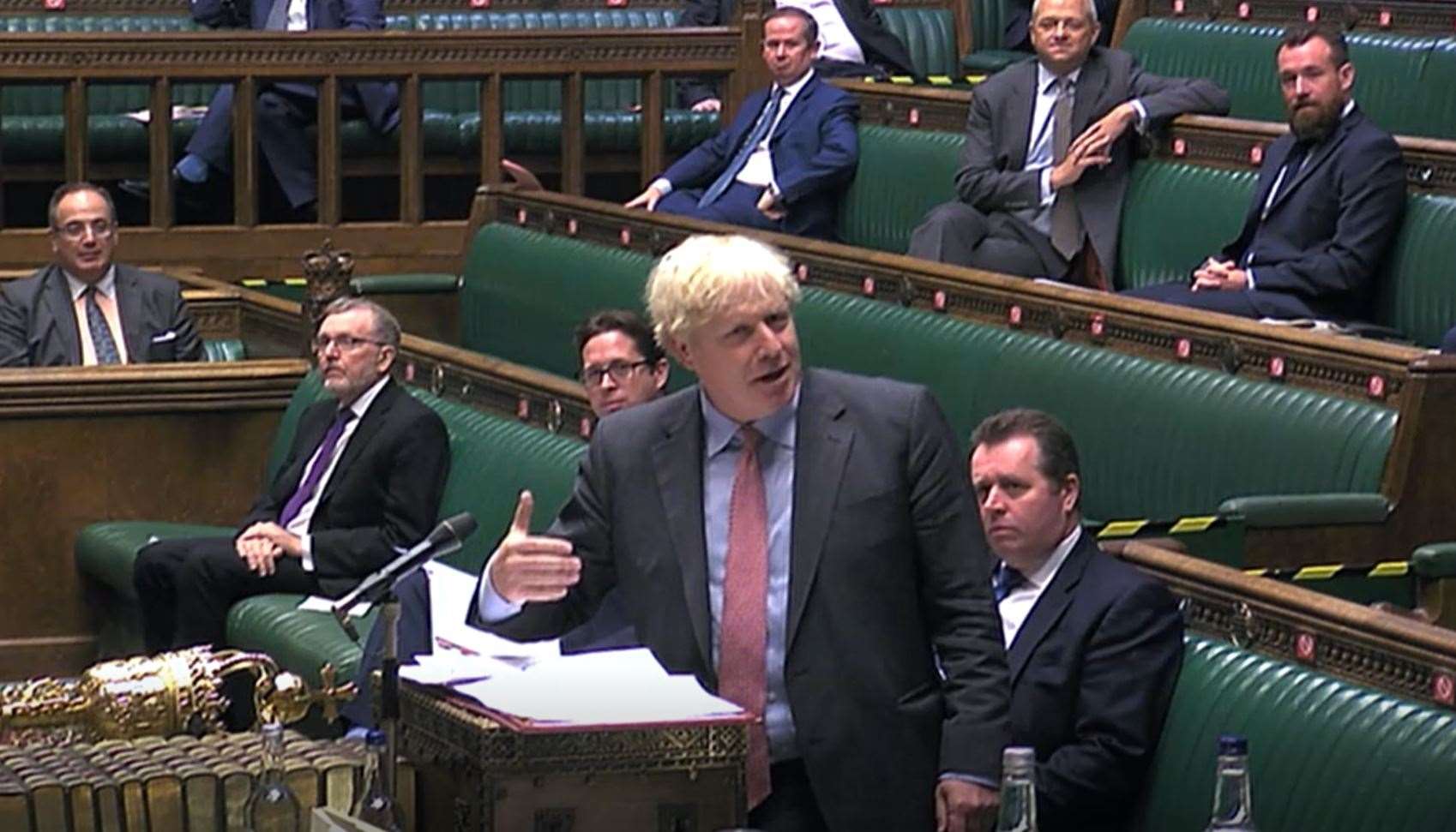 Prime Minister Boris Johnson speaks during Prime Minister’s Questions (House of Commons/PA)