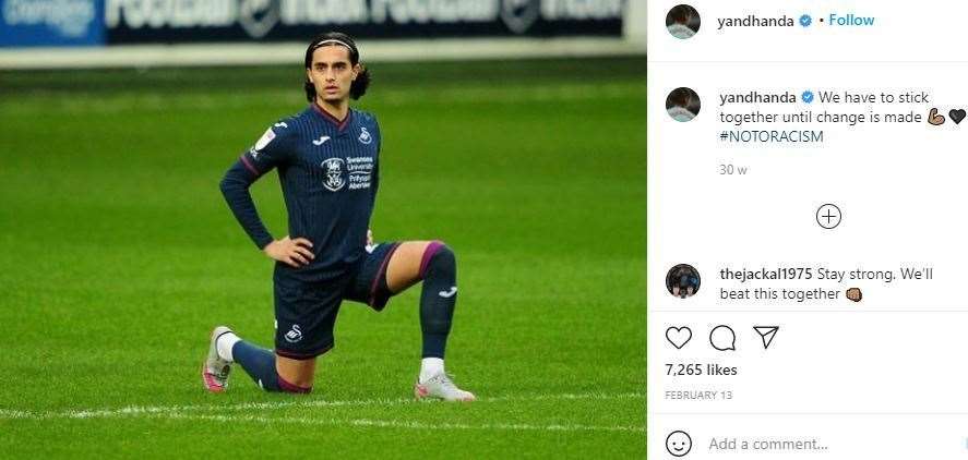 Swansea player Yan Dhanda. Picture: yandanda/Instagram