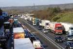 The scene on the M20 eight hours after the fatal accident between junctions three and four. Picture: BARRY HOLLIS