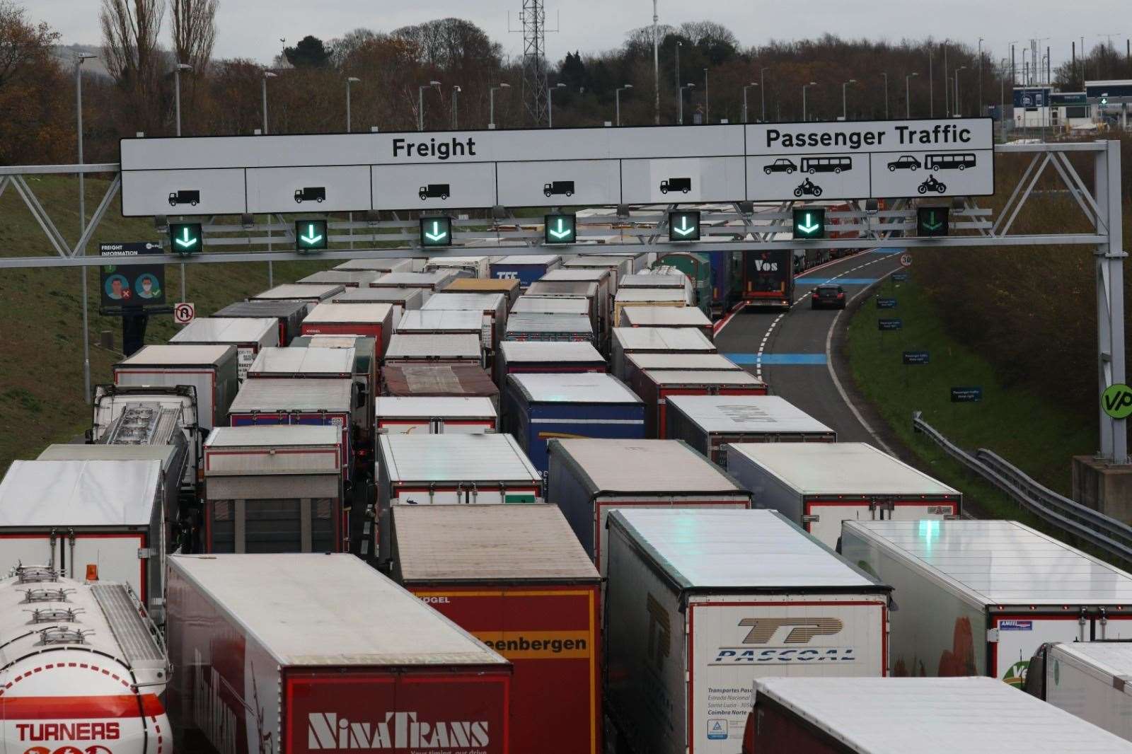 Huge queues of lorries formed at the Eurotunnel last week. Picture: UKNIP