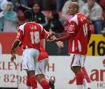 Charlton celebrate their second goal. Picture: BARRY GOODWIN