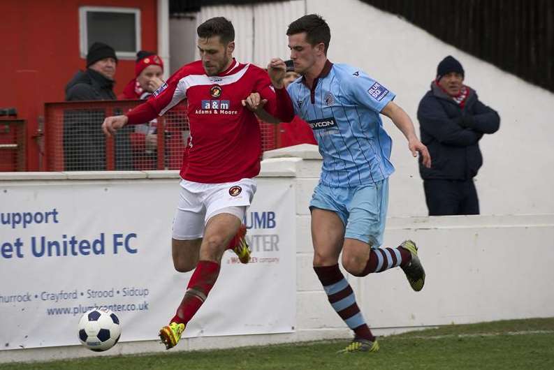 Craig Stone (left) in action for Ebbsfleet