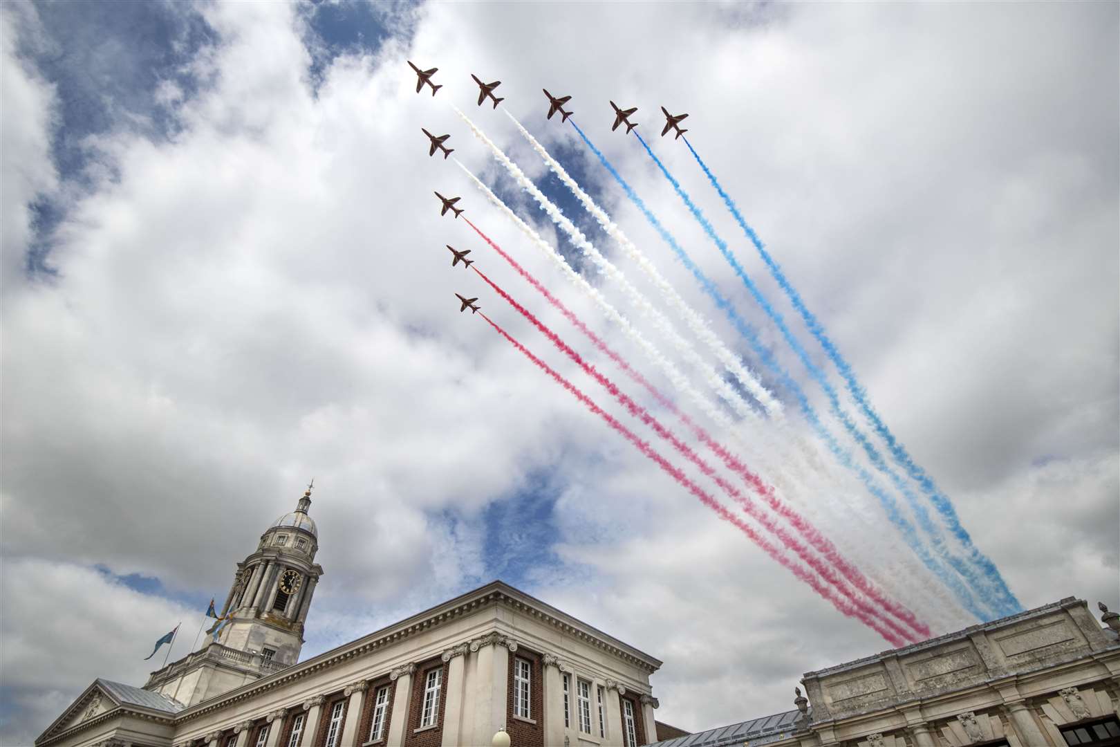 The Red Arrows flypast (Julian Simmonds/Daily Telegraph/PA)