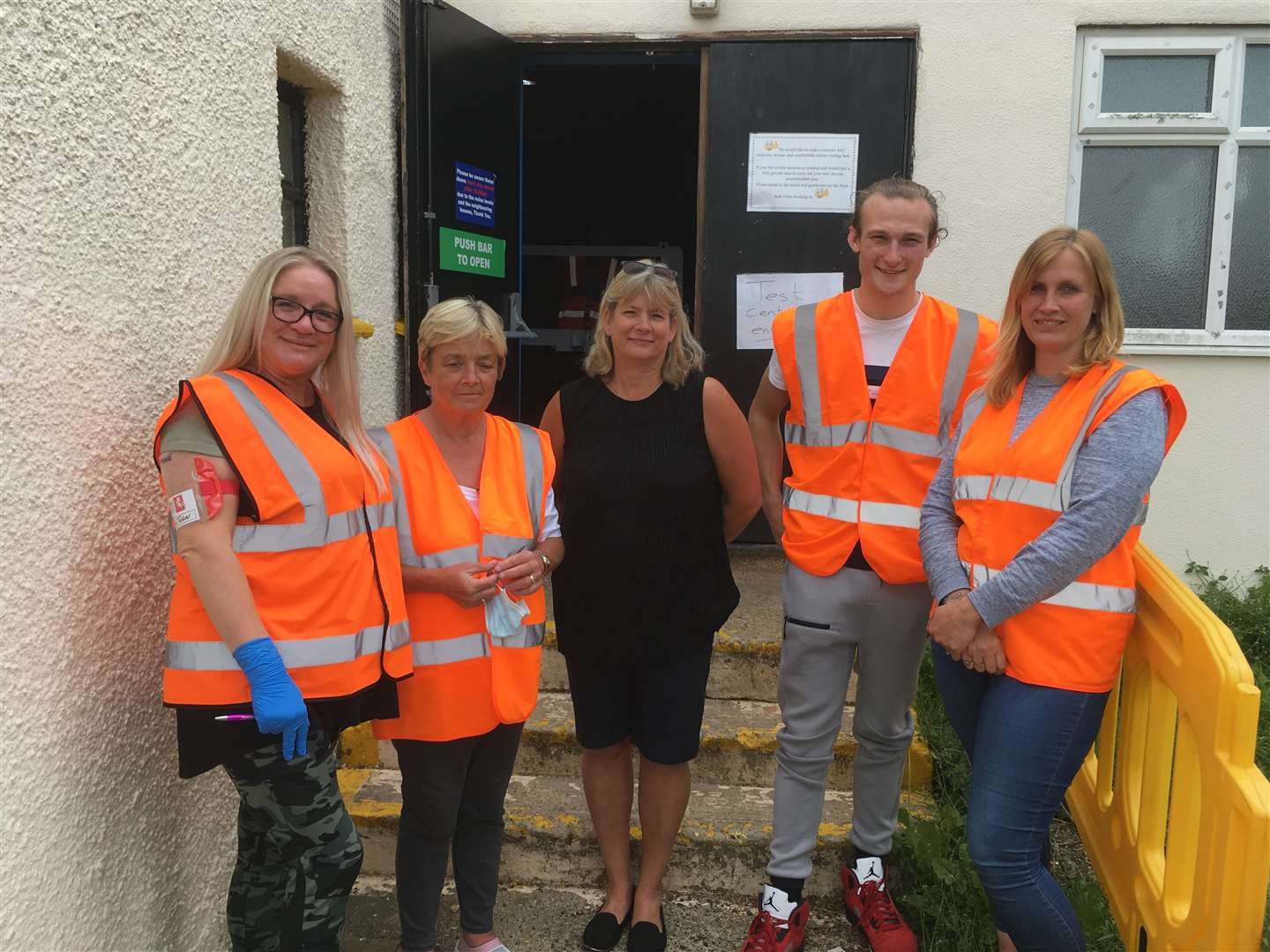 Some of the original team of the Sheppey Covid asymptomatic test centre at Sheerness East WMC, Halfway, were back in action on its final day. Picture: John Nurden